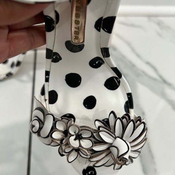 Sophia Webster Black and White Heels with Floral Accents